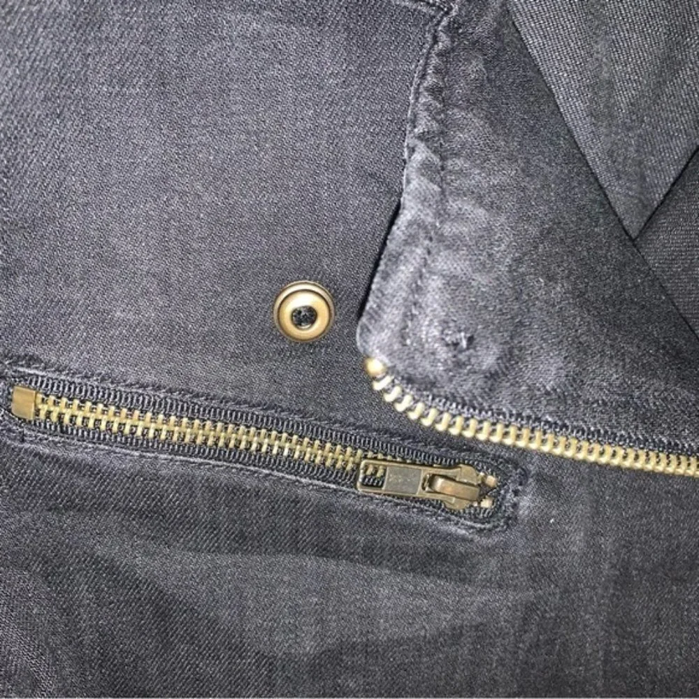 Current/Elliott Biker Jacket Size Small Black‎ Grey Dark Denim Moto 